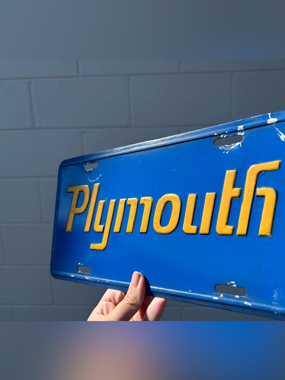 Plymouth Blue & Yellow Metal Wall Sign - Retro Automotive Decor